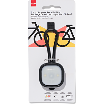 HEMA USB Fietslampje Voor- en Achter Zwart 1 Paar