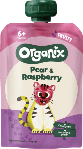 Organix Knijpzakje pear-raspberry 6+ maanden