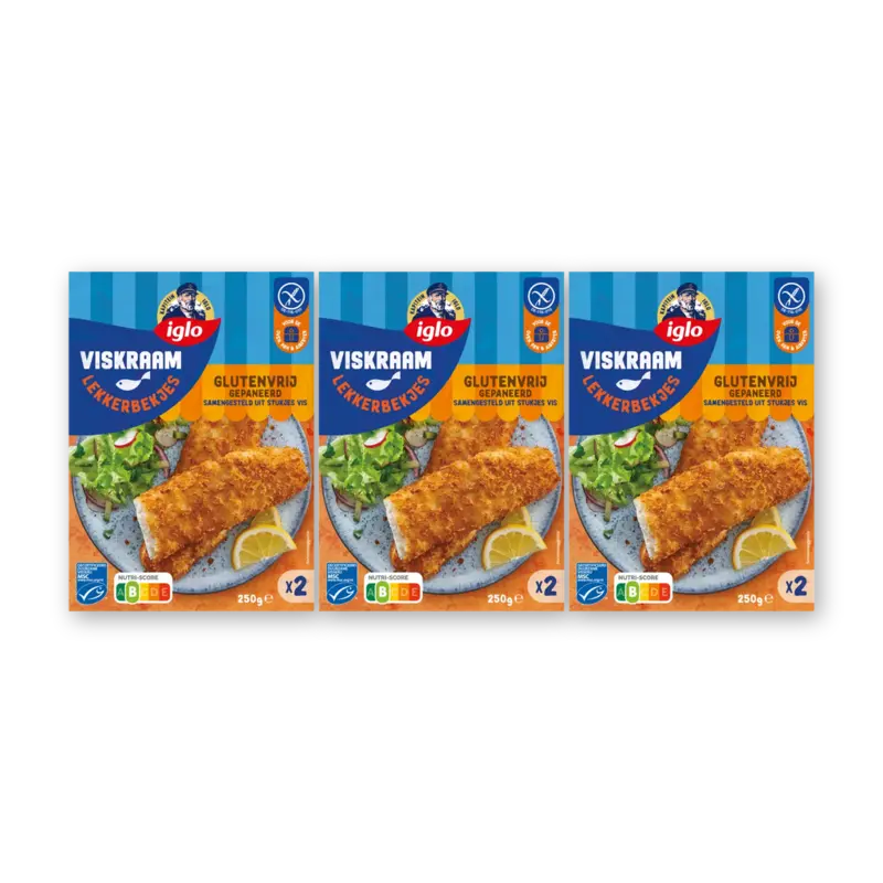 Iglo Viskraam lekkerbekjes glutenvrij 3-pack