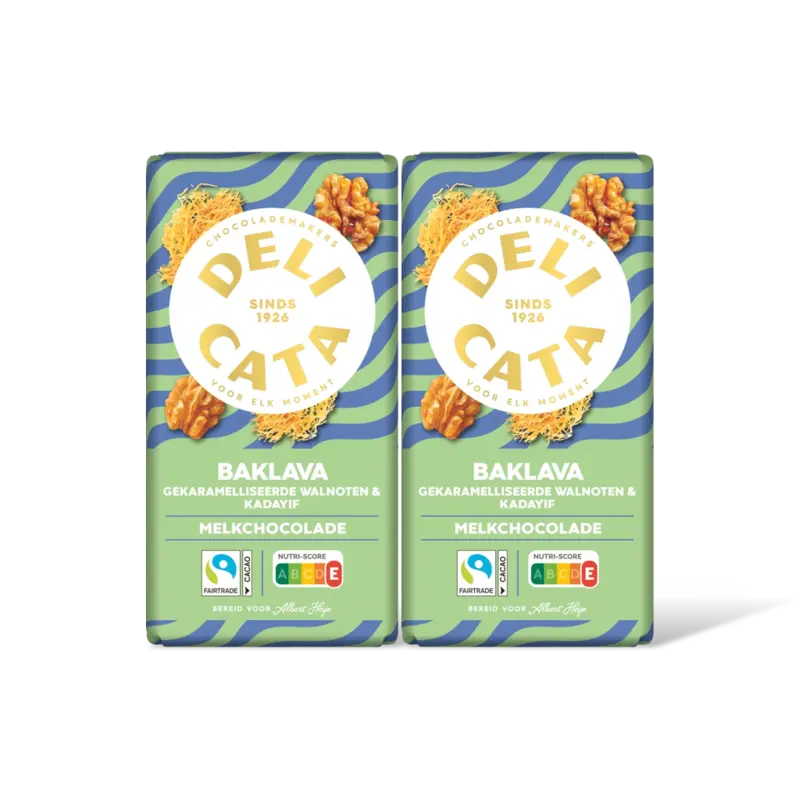 Delicata Reep baklava melk chocolade 2-pack