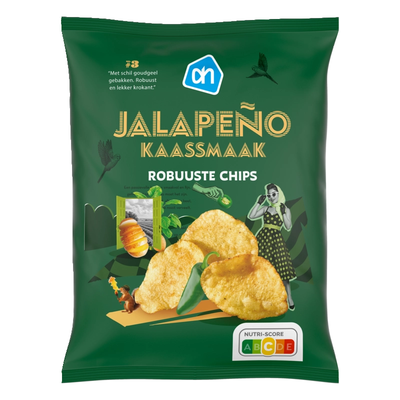 AH Robuuste chips kaassmaak jalapeno