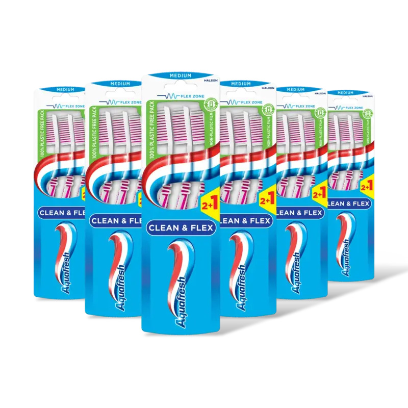 Aquafresh Clean & flex medium tandenborstel 6-pack