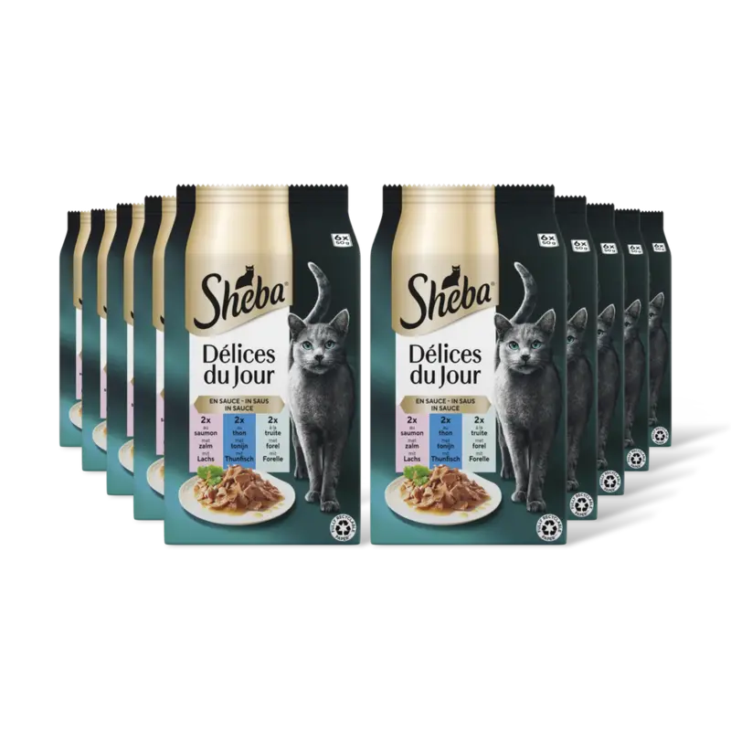 Sheba Delices in saus tonijn & kabeljauw 10pck