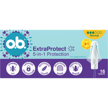 o.b. ExtraProtect 5-in-1 Protection Normal Tampons 16 Stuks