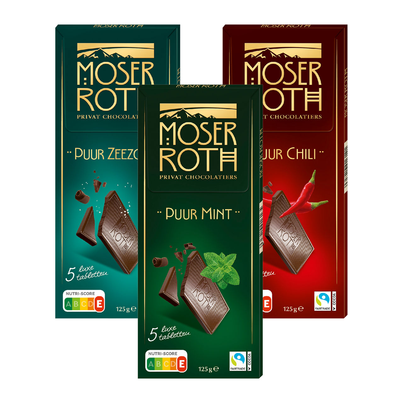 Pure chocolade chili, mint of zeezout