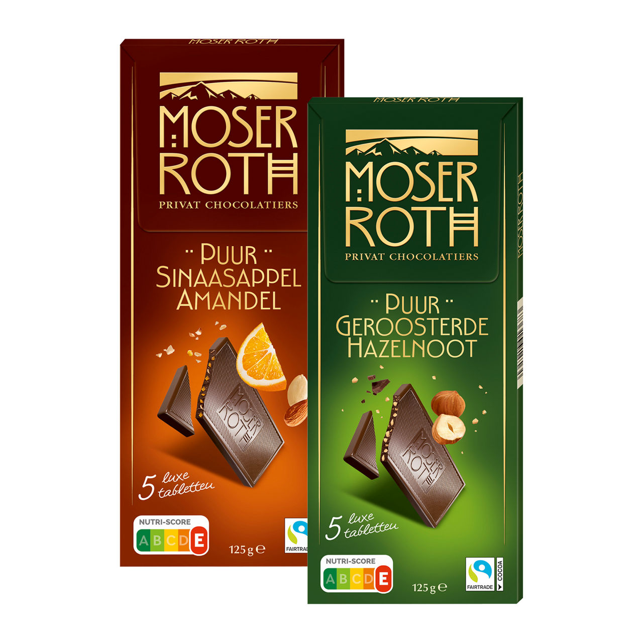 Pure chocolade hazelnoot, karamel-zeezout of sinaasappel-amandel