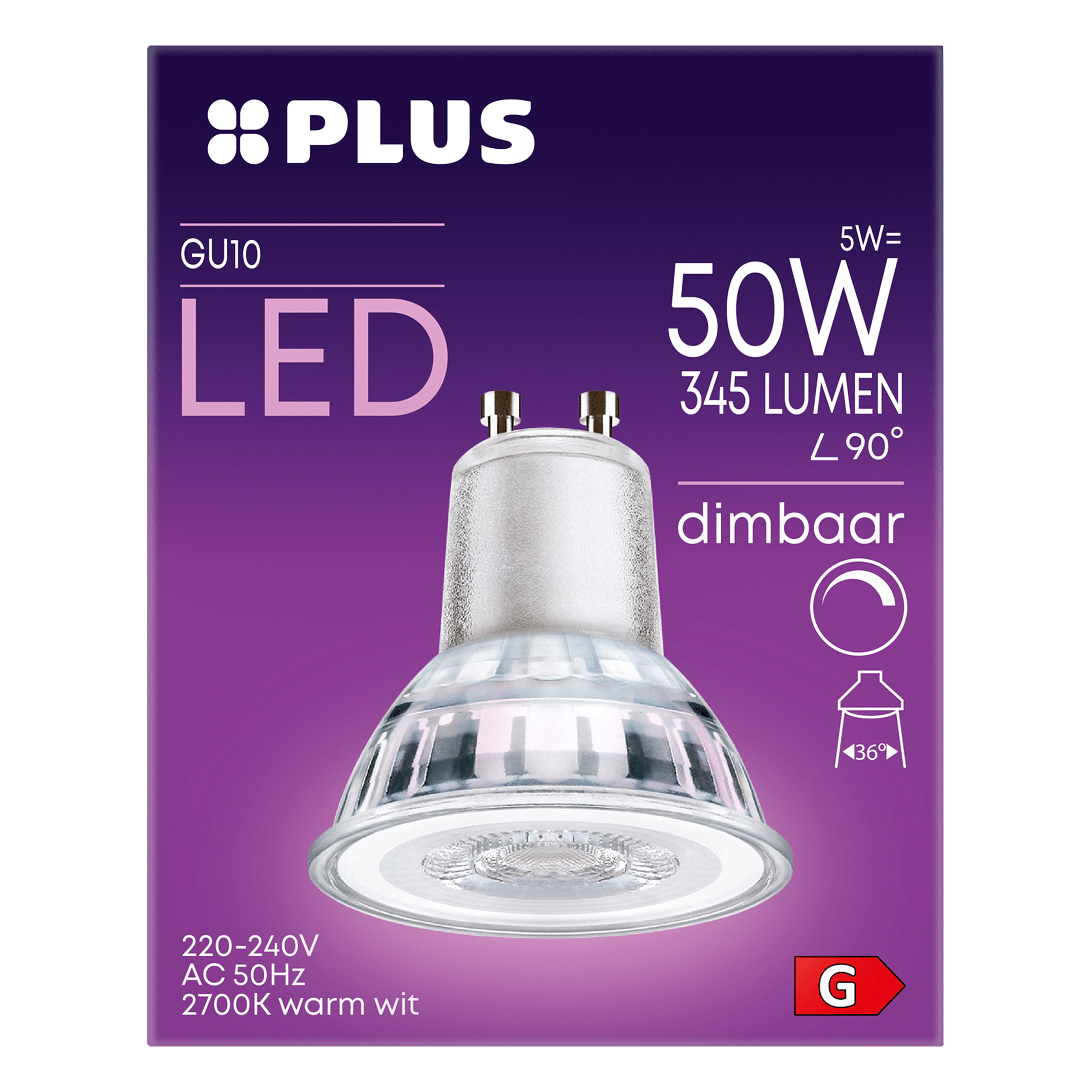 PLUS LED 50W GU10 dimbaar