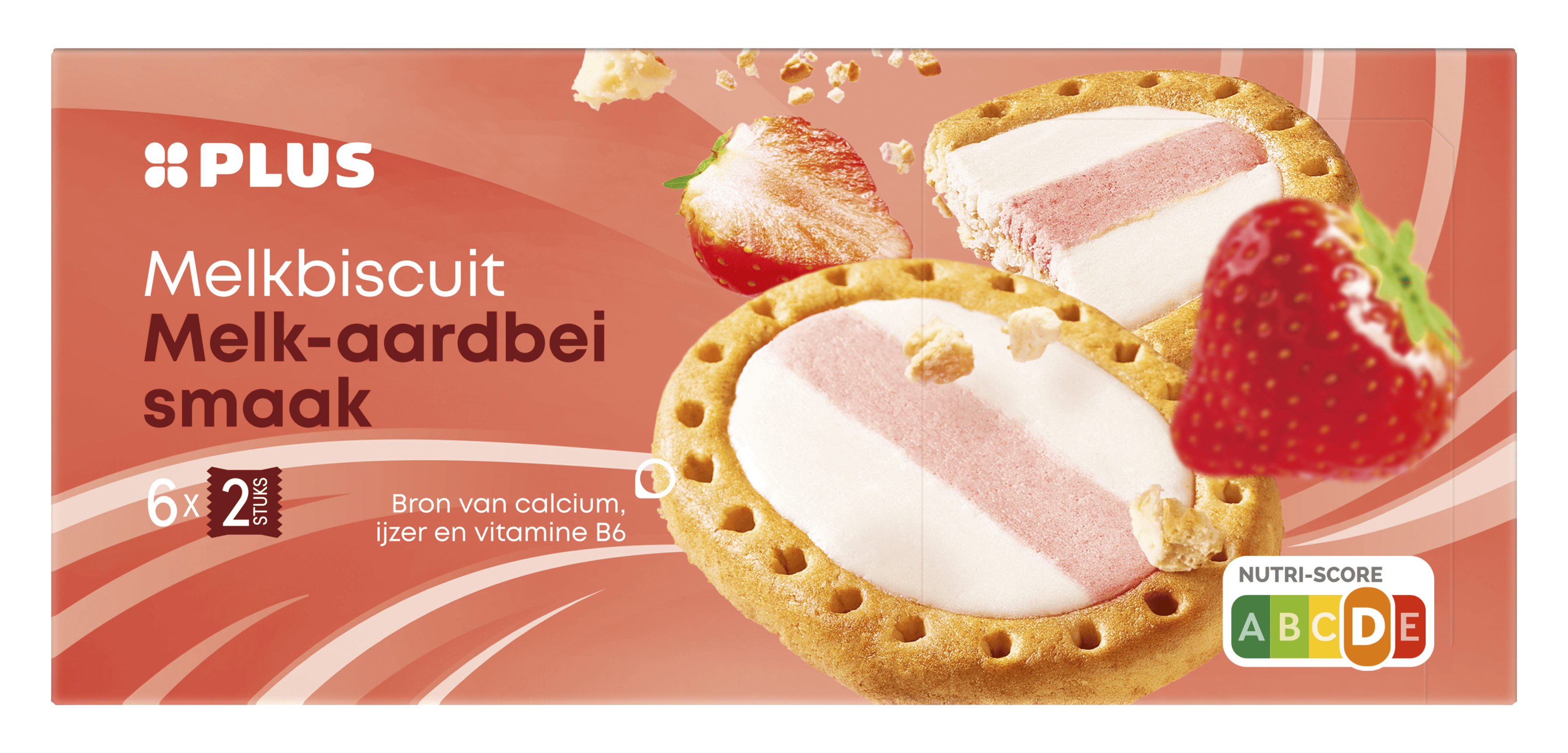 PLUS Melkbiscuit melk/aardbei