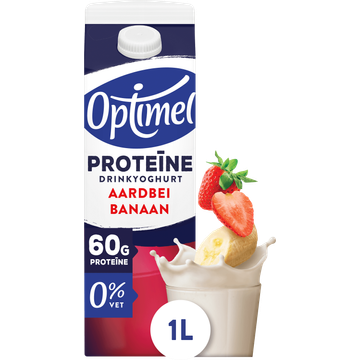 Optimel Proteïne Drinkyoghurt Aardbei Banaan 0% Vet 1L