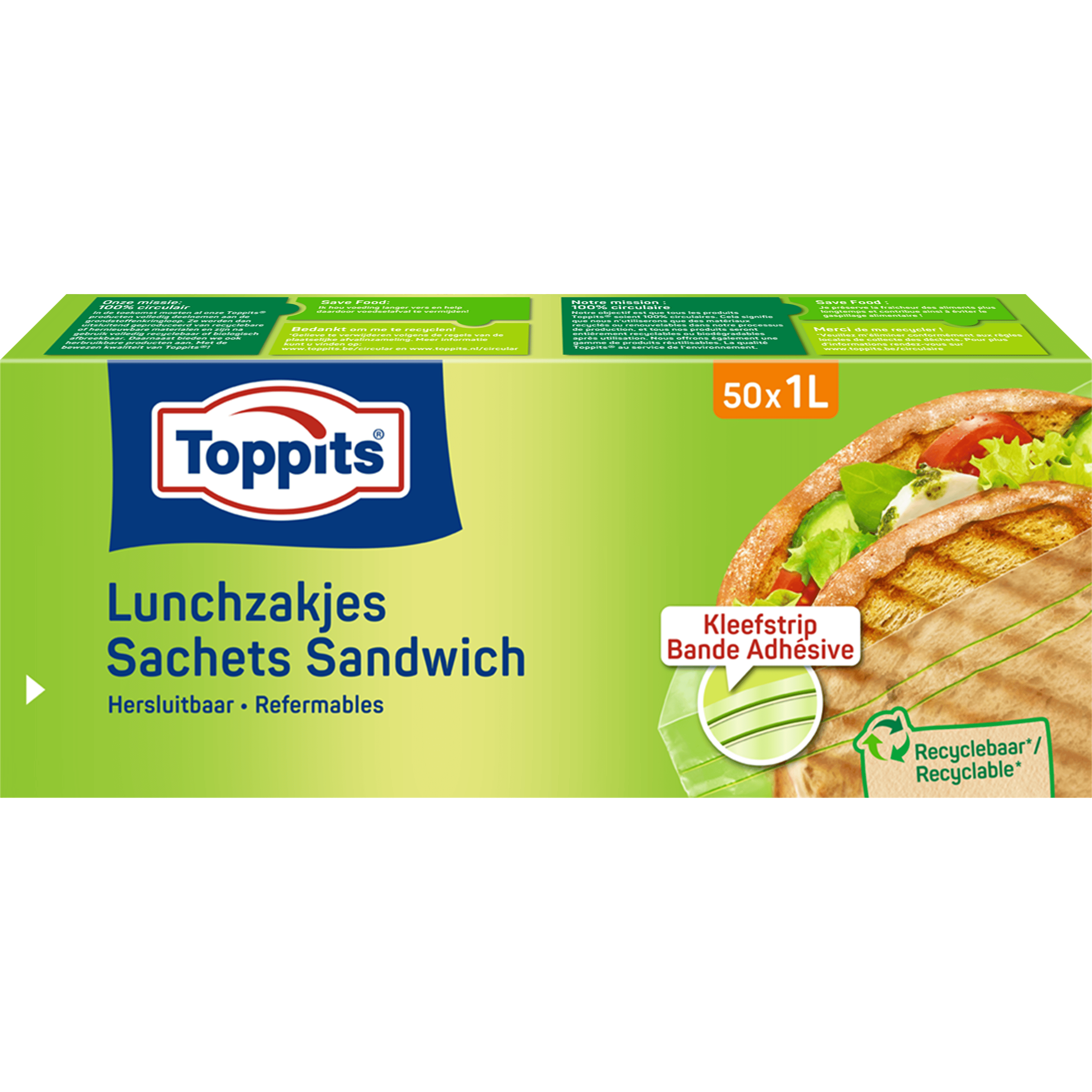 Toppits Lunchzakjes Hersluitbaar 1L