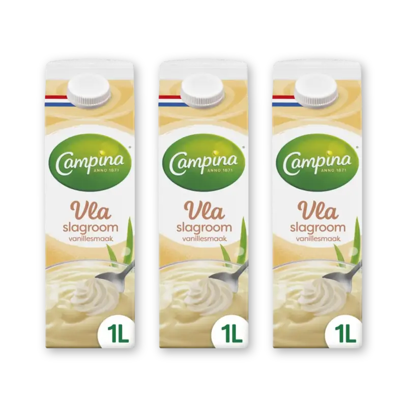 Campina Vla slagroom vanille smaak 3-pack