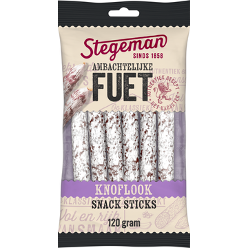 Stegeman Ambachtelijke Fuet Knoflook Snack Sticks 120 g