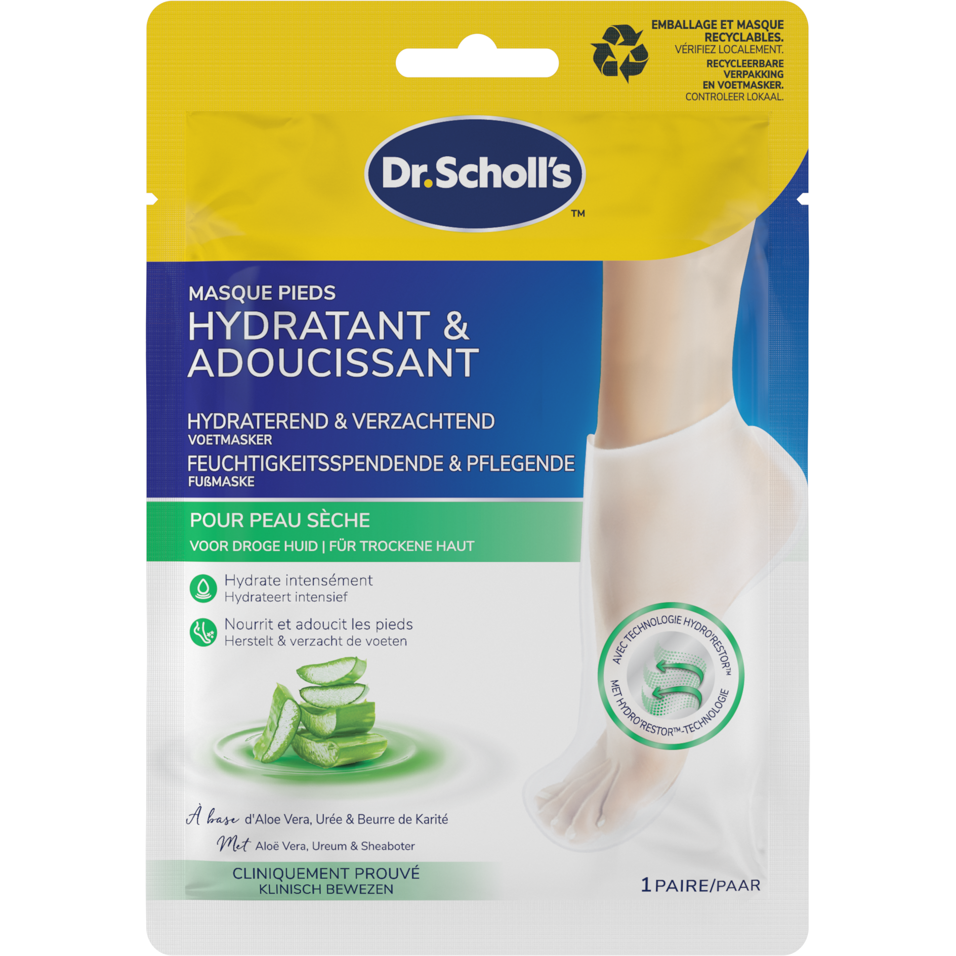 Dr.Scholl's Hydraterend & Verzachtend Voetmasker Aloe Vera 1 paar