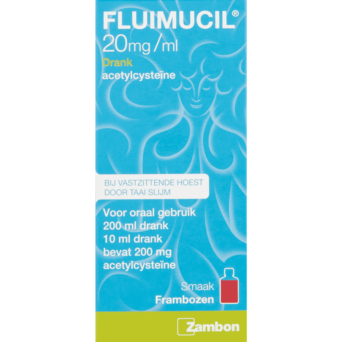 Fluimucil 20 MG/ML Hoestdrank Frambozensmaak 200 ML