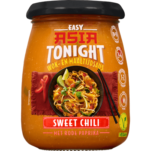 Asia Tonight Wok en maaltijdsaus sweet chili met rode paprika