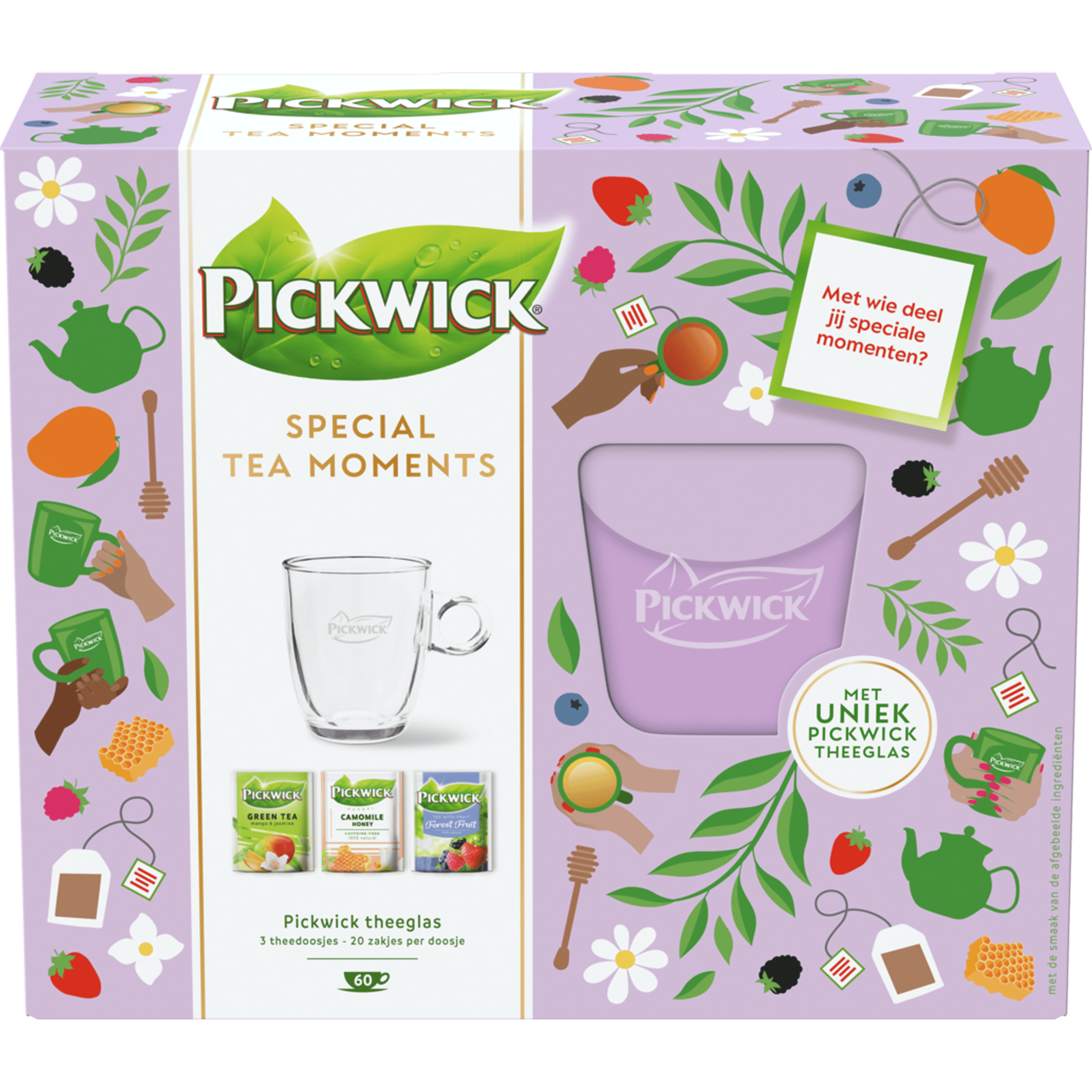 Pickwick Giftpack 3 thee + glas 2026