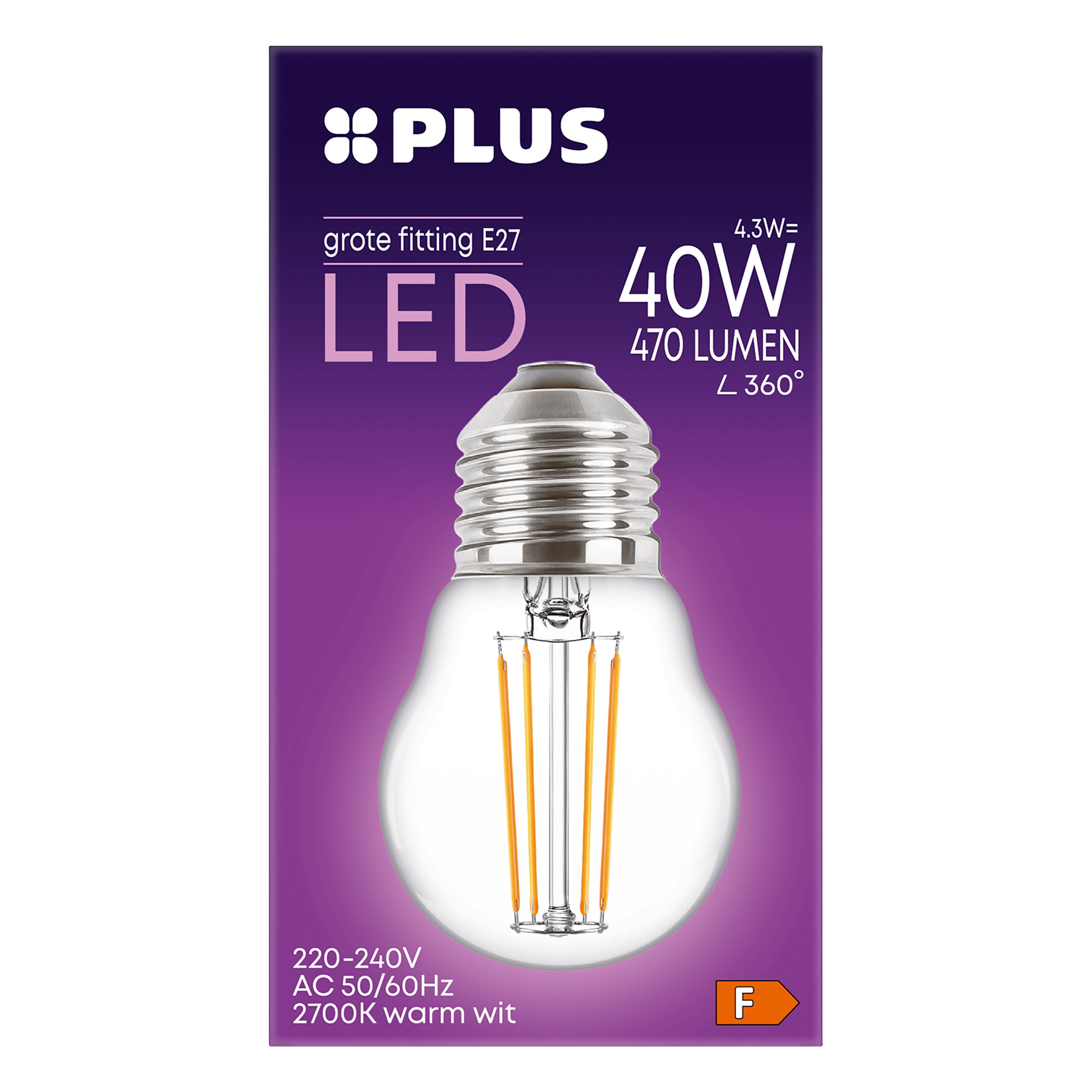 PLUS Lamp LED 40W Kogel grote fit helder