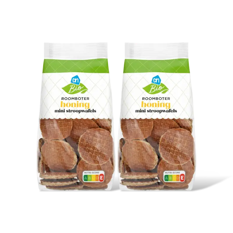 AH Biologisch Roomboter honing mini stroopwafels 2-pck