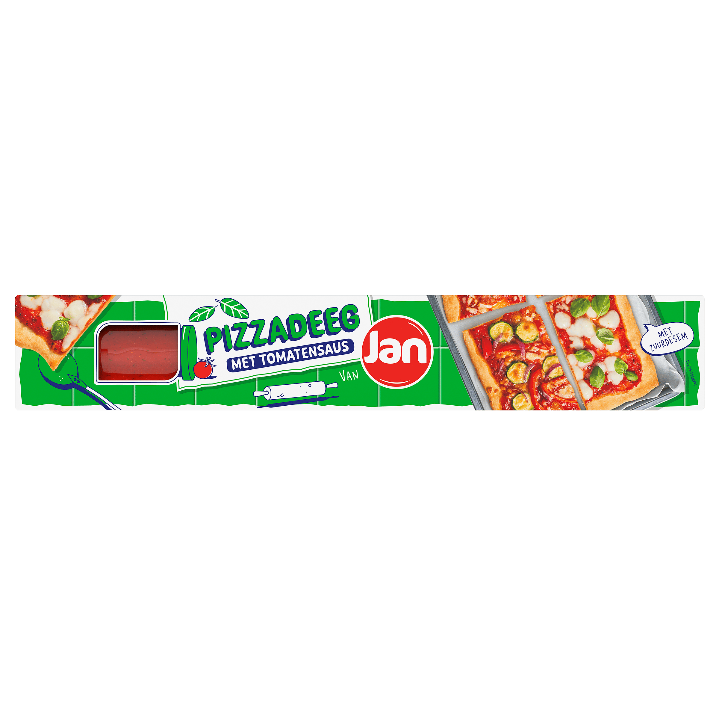 Jan Pizzadeeg zuurdesem met tomatensaus