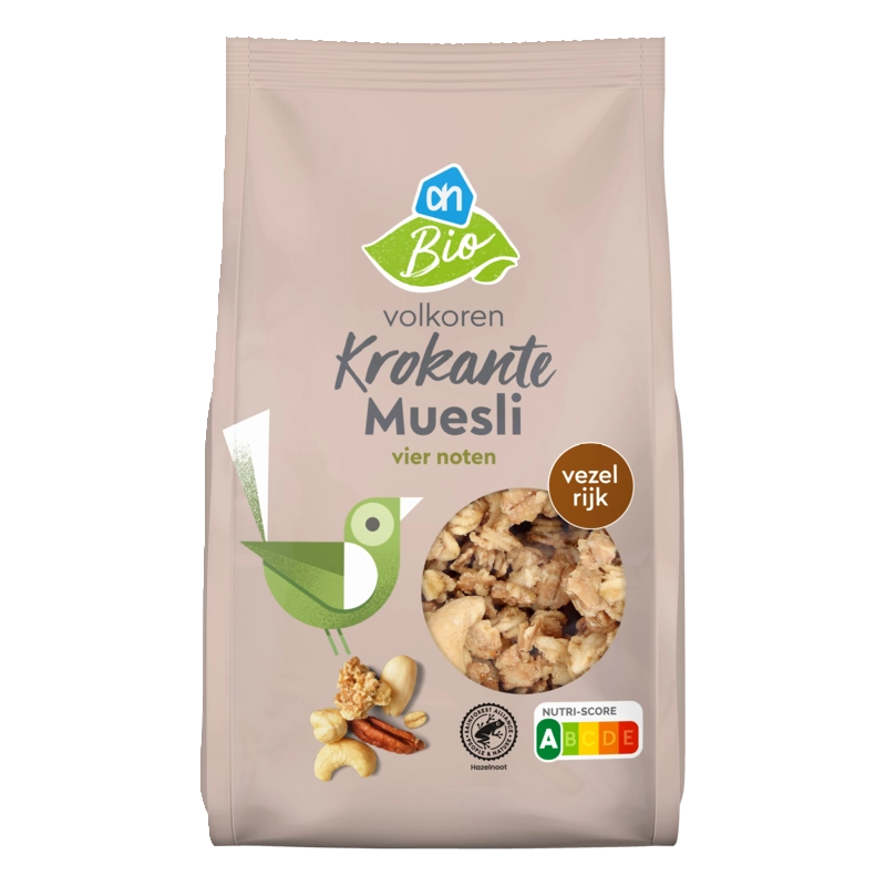 AH Biologisch Volkoren krokante muesli vier noten