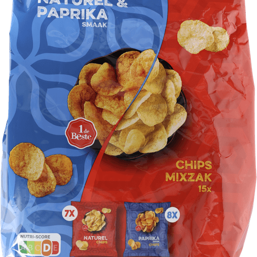 1 de Beste Chips mixzak naturel/paprika 15 st.
