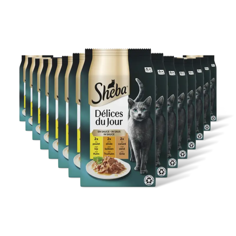 Sheba Delices du jour in saus kip/kalkoen 15pk