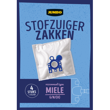 Jumbo Stofzuigerzakken met Filter 4 Stuks