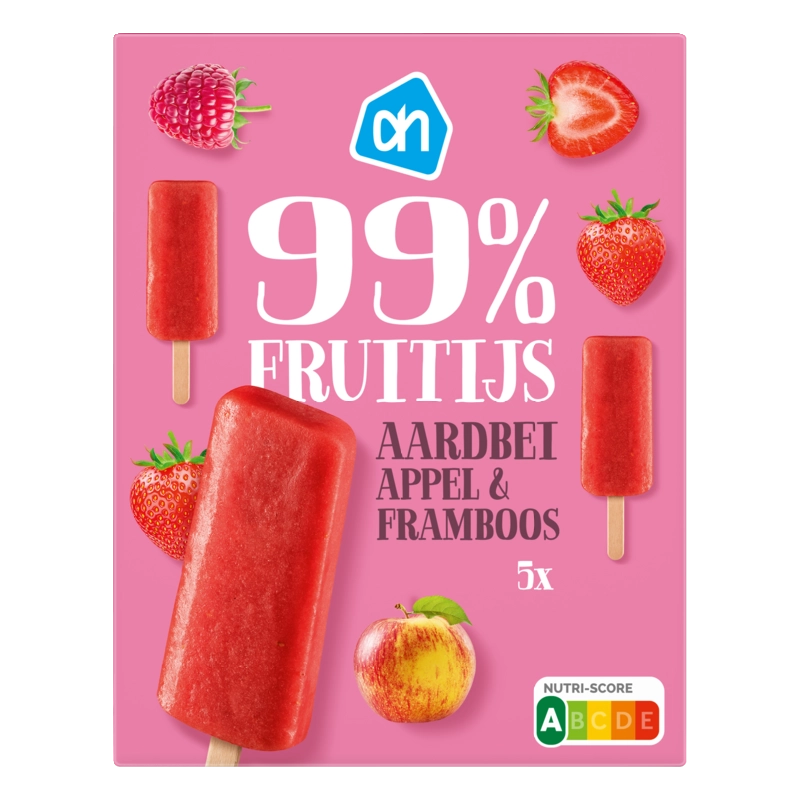AH 99% fruitijs aardbei, appel & framboos