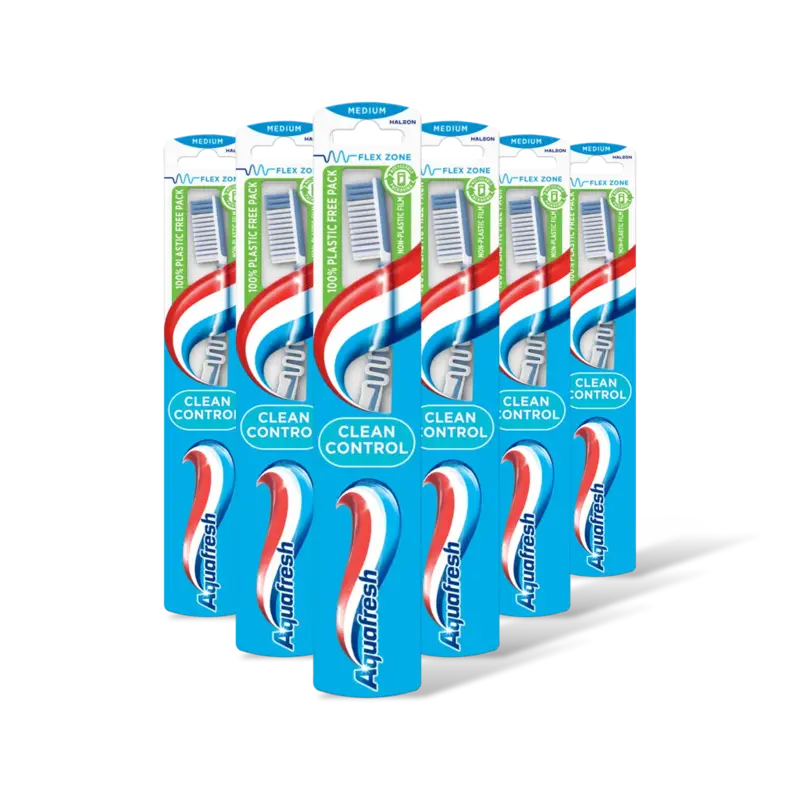 Aquafresh Clean control medium tandenborstel 6pack