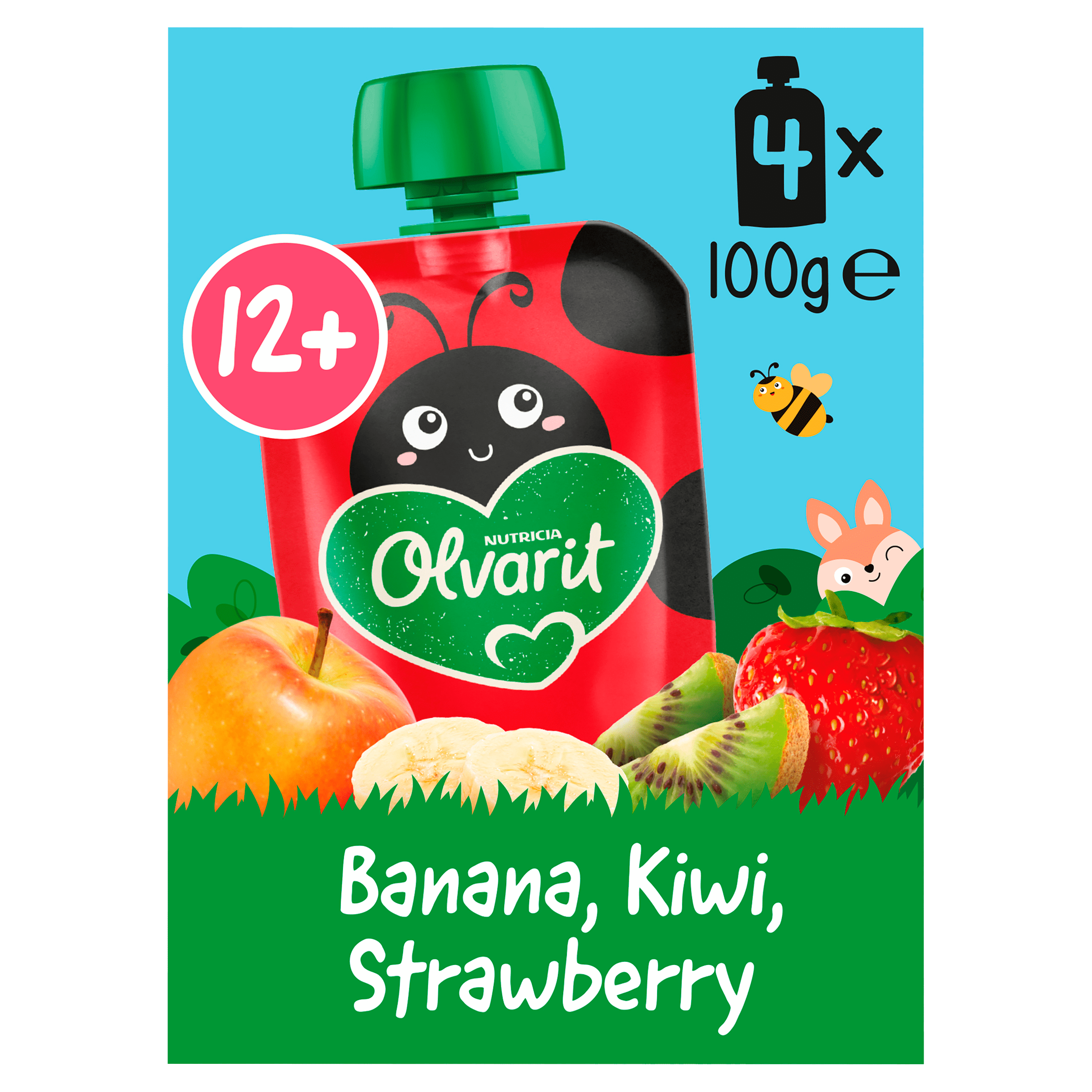 Olvarit 12+mnd Knijpfruit Banaan Kiwi Aardbei