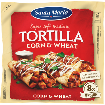Santa Maria Tortilla Wraps Corn&Wheat Medium 8 Stuks 336 g