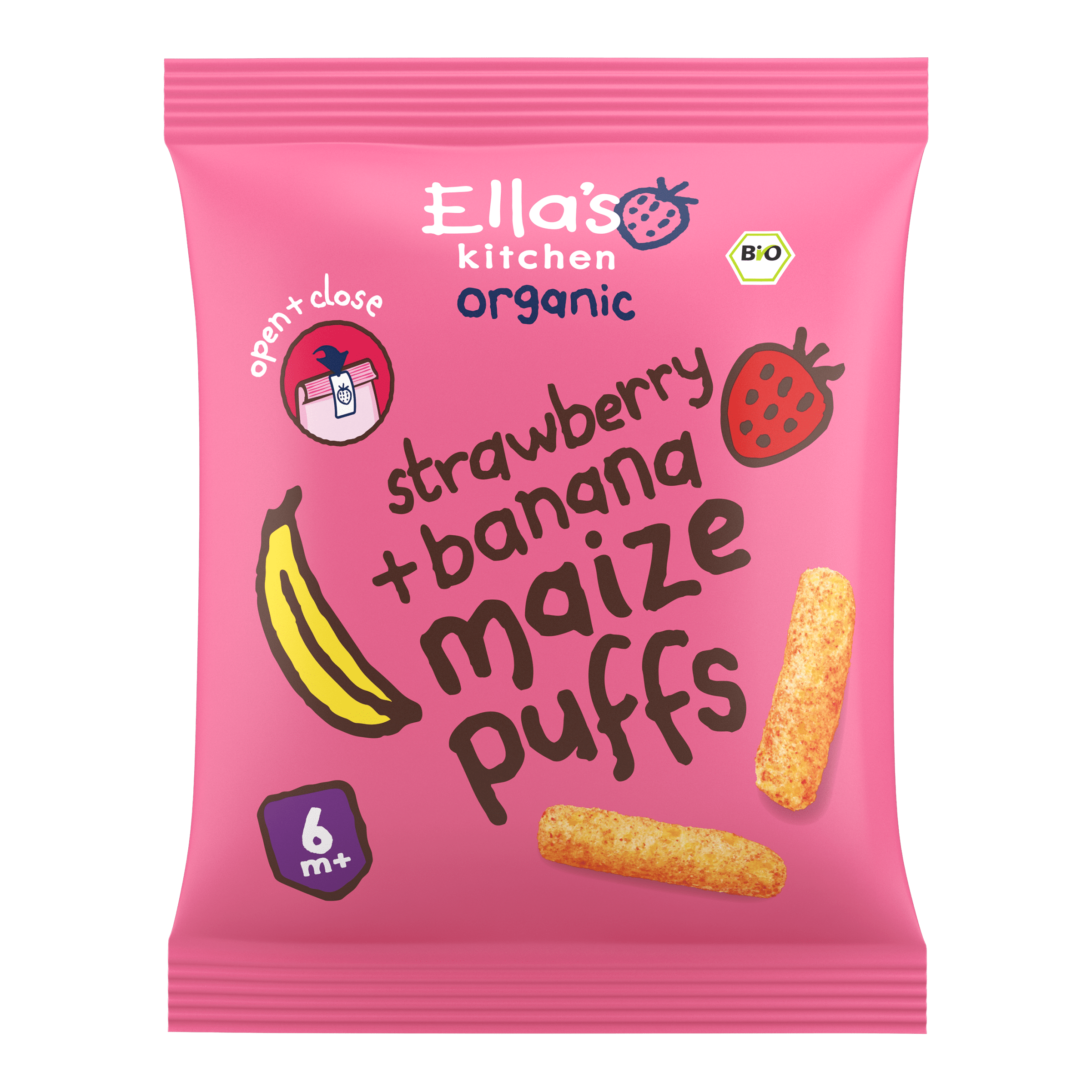 Ella's Kitchen Maize puffs aardbei + banaan 6m+