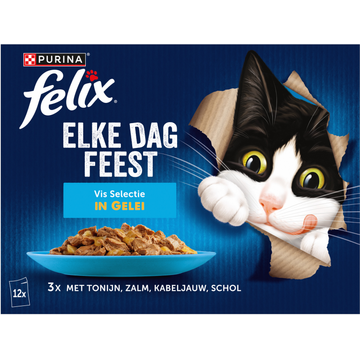FELIX® Elke Dag Feest Vis Selectie in Gelei Kattenvoer 12x85g