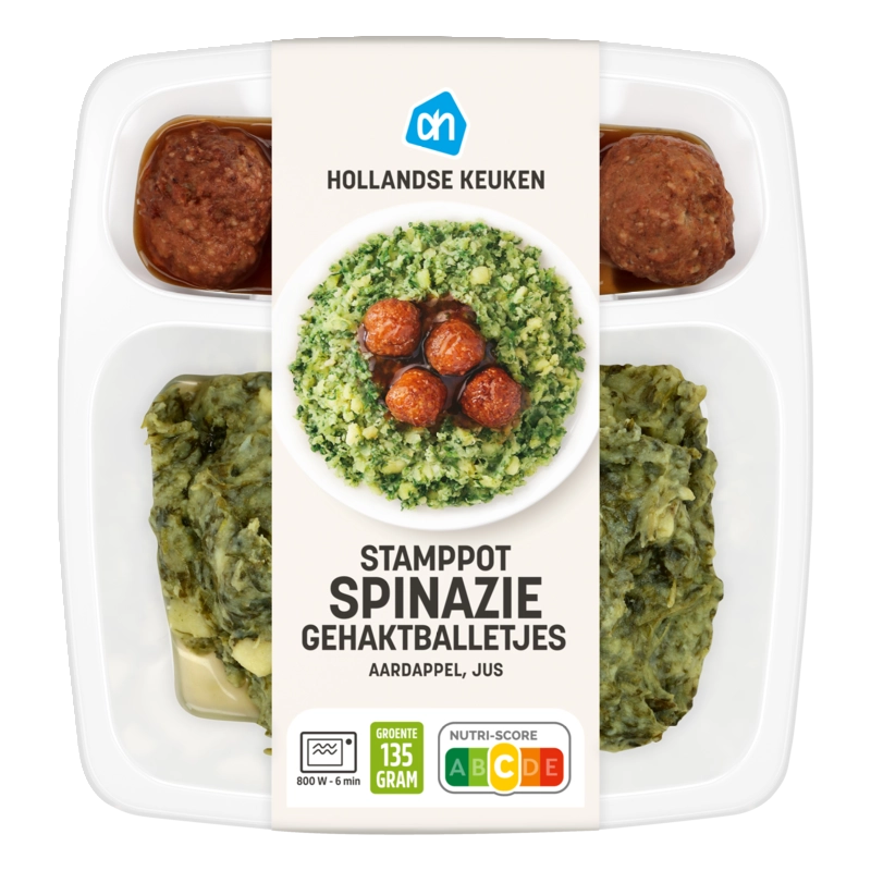 AH Stamppot spinazie gehaktballetjes