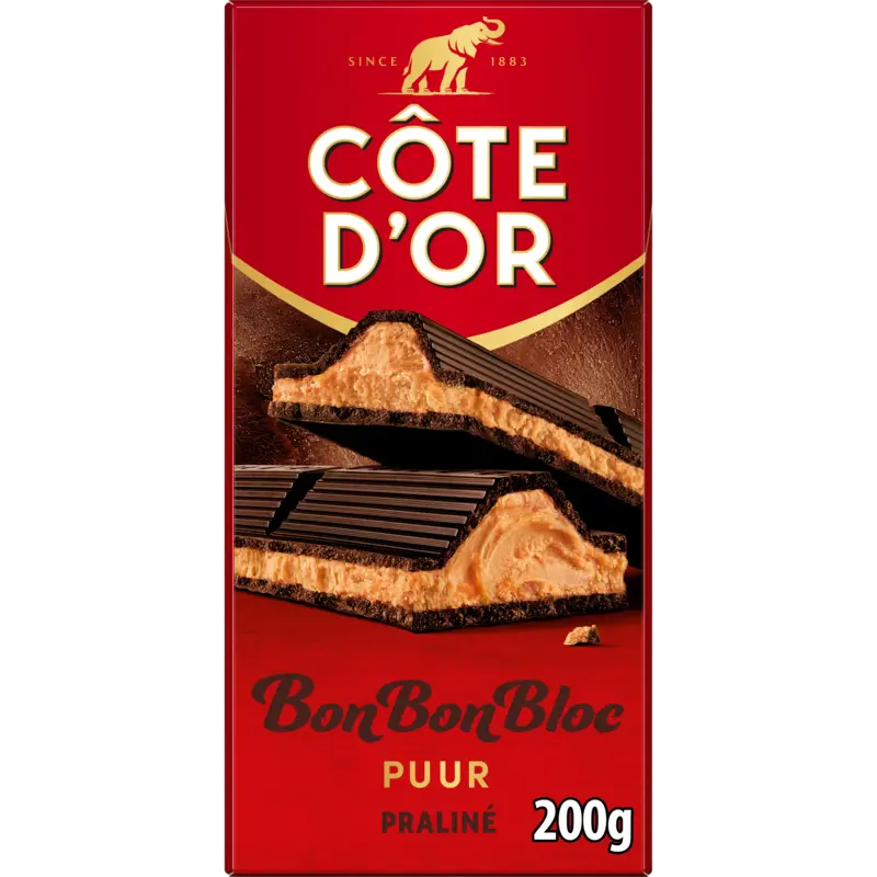 Côte d'Or BonBonBloc chocoladereep praliné puur