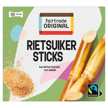 Fairtrade Original Rietsuikersticks 50 Stuks 200 g
