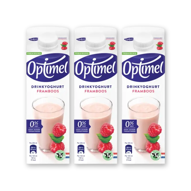 Optimel Drinkyoghurt framboos 3-pack