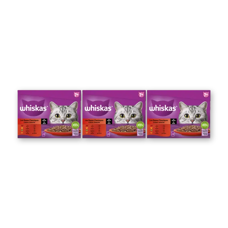 Whiskas 7+ Classic selectie in saus 3-pack