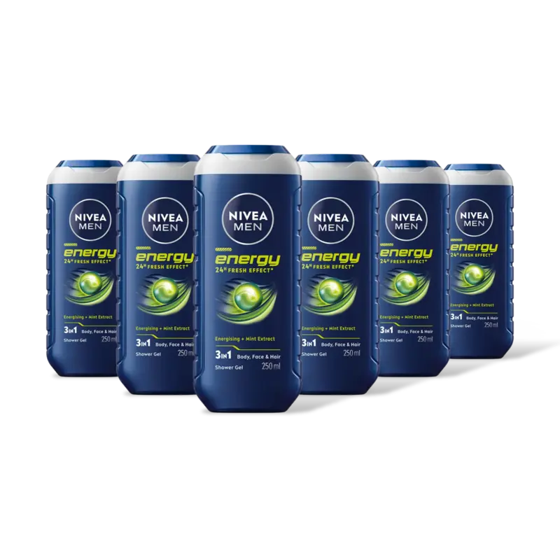 NIVEA Men energy douchegel 3-in-1 met mint 6pk