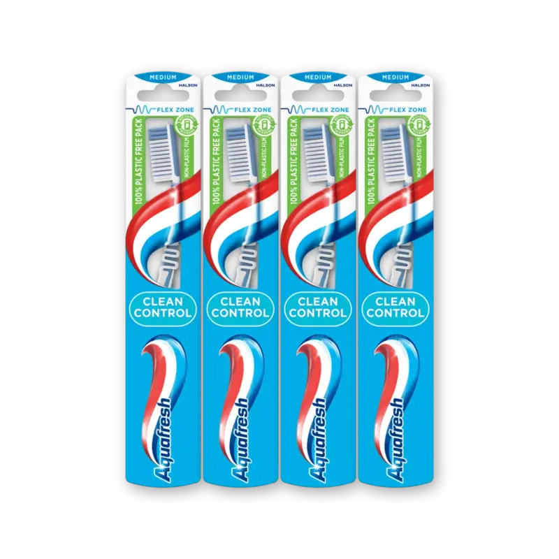 Aquafresh Clean control medium tandenborstel 4pack