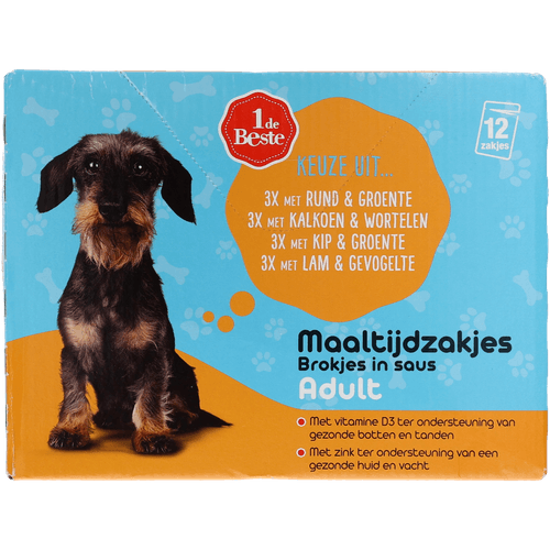 1 de Beste Hondenbrokjes in gelei 4 smaken 12st