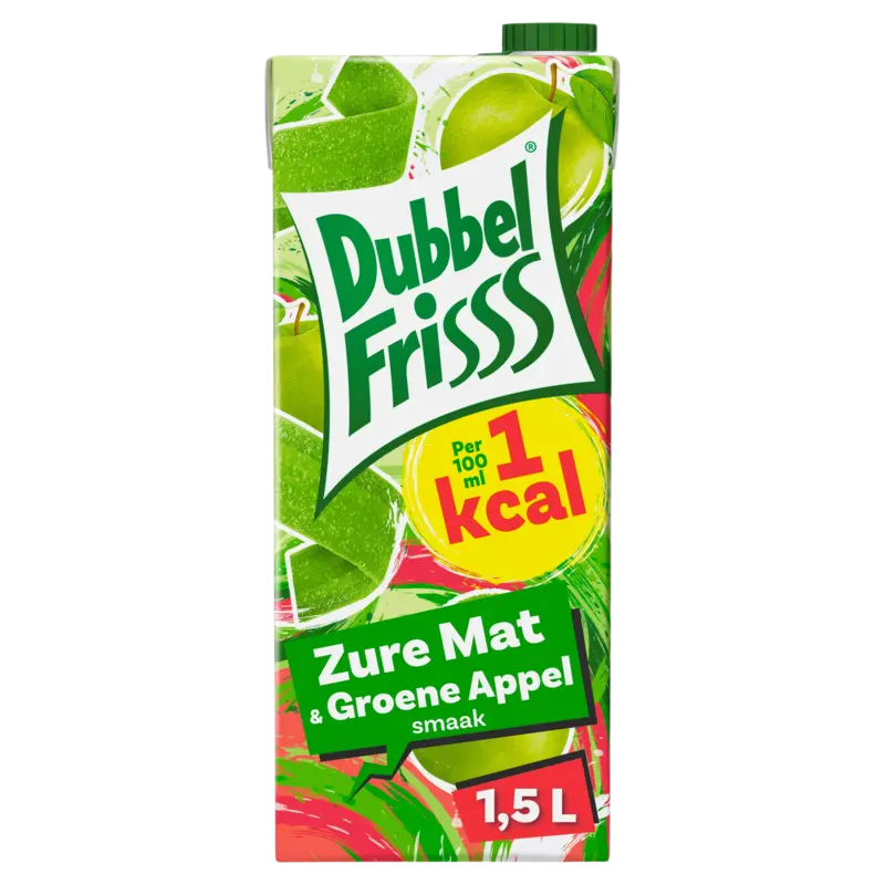 DubbelFrisss 1kcal zure mat & groene appel smaak