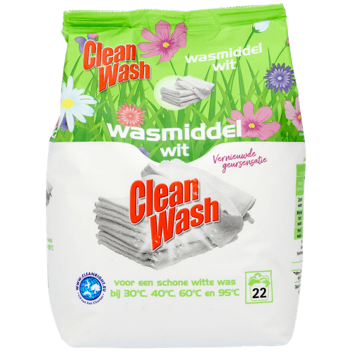 Clean Wash Poeder wasmiddel wit 22 wasbeurten