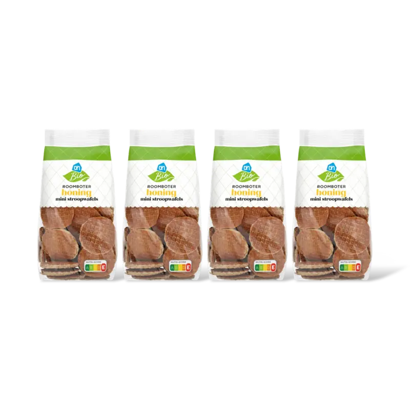 AH Biologisch Roomboter honing mini stroopwafels 4-pck