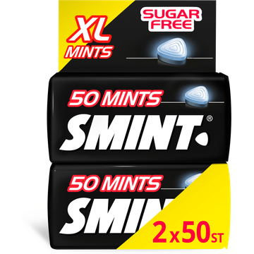 Smint XL Blackmint Suikervrij Duopack 2 x 50 stuks