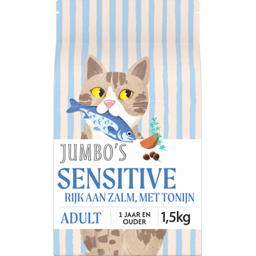 Jumbo's Kattenvoer Sensitive Rijk aan Zalm, met Tonijn Adult 1,5 kg