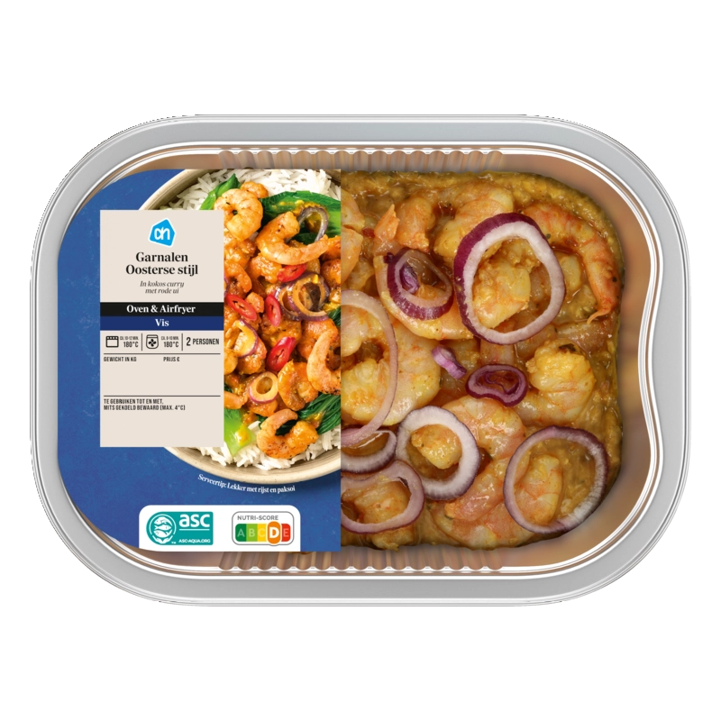 AH Ovenschotel garnalen in curry kokossaus