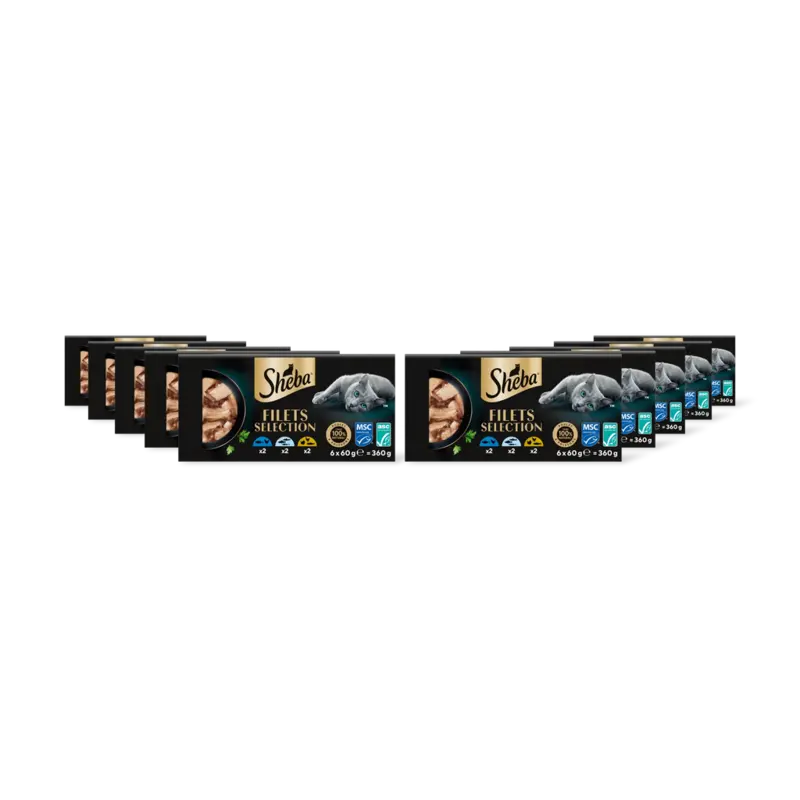 Sheba Filets selection tonijn,kip,witvis 10-pk