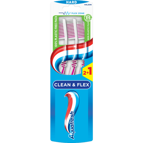 Aquafresh Tandenborstel clean & flex hard 2+1