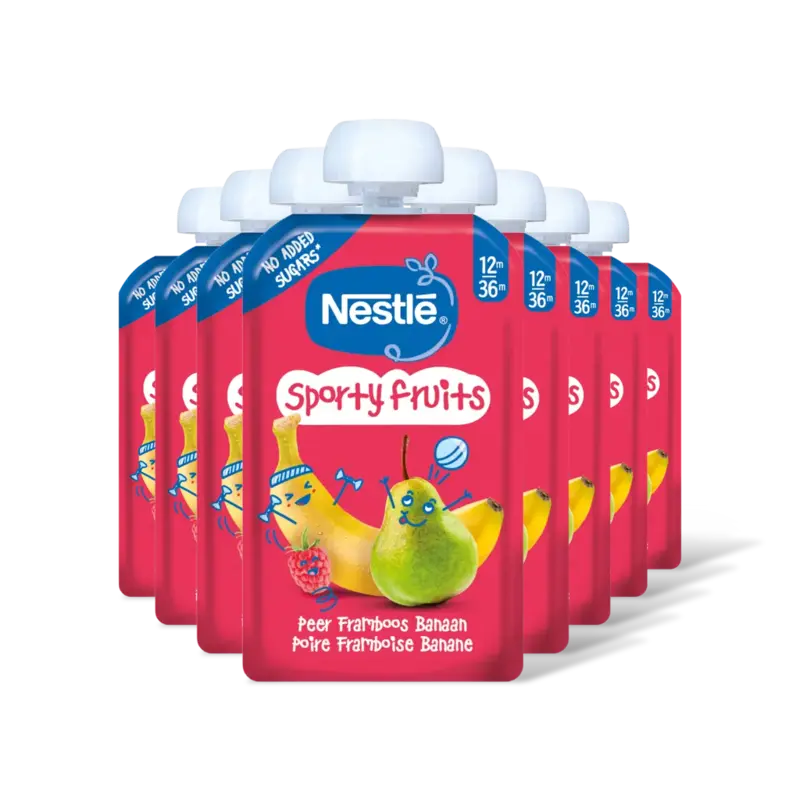 Nestlé Sporty fruits knijpfruit peer 12m+ 8-pck